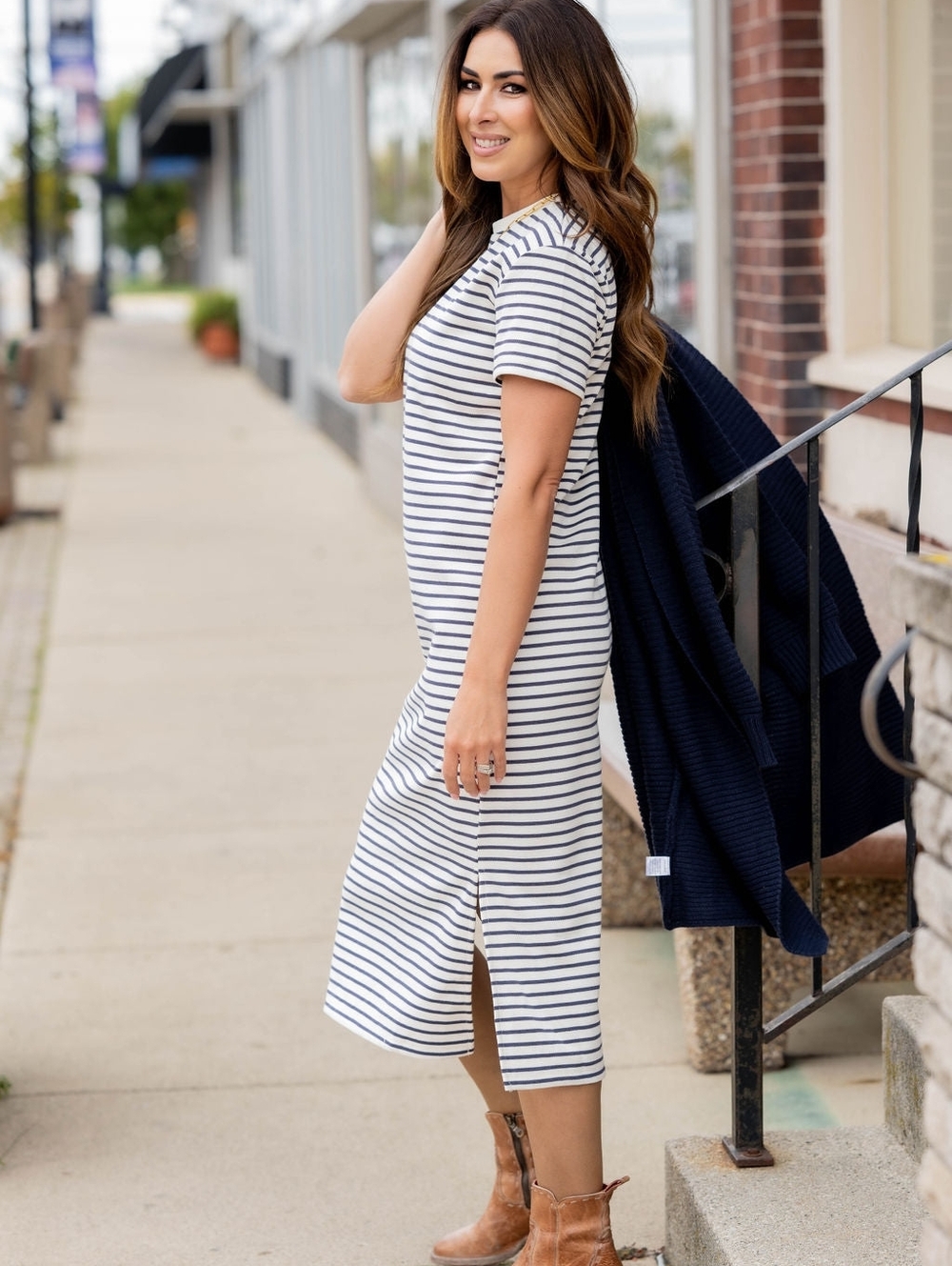 Anthropologie x Electric & Rose Skyler Rib Knit Striped Midi Dress - Picture 6 of 8